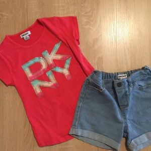 Girls Size 4 DKNY Short and Tee Set
